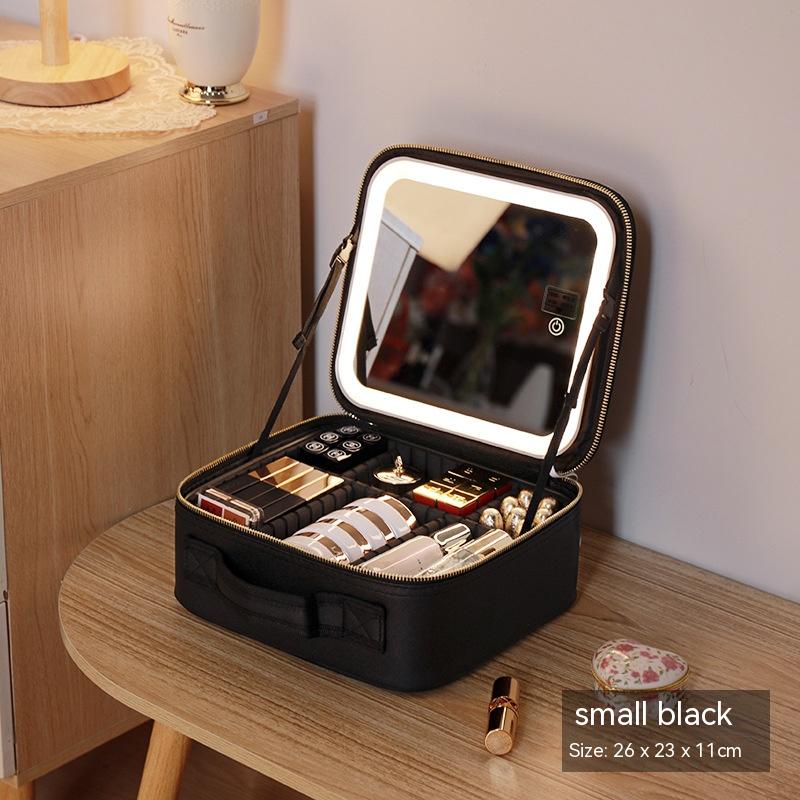 Cosmetic Bag Skin Care Storage Box With Mirror LED Light - royale industry